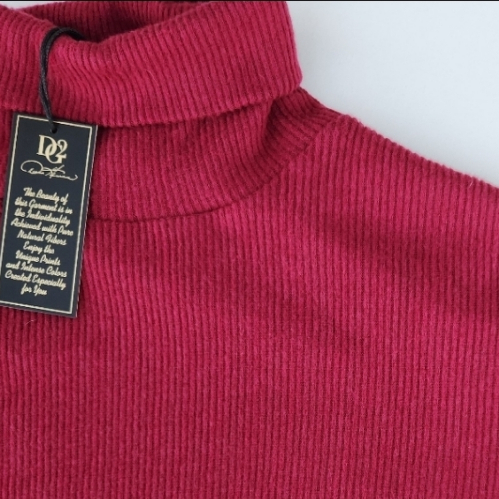 Diane Gilman DR2 Turtleneck Ribbed Cozy Split Front Pullover Top Maroon Sz XL - Picture 2 of 14
